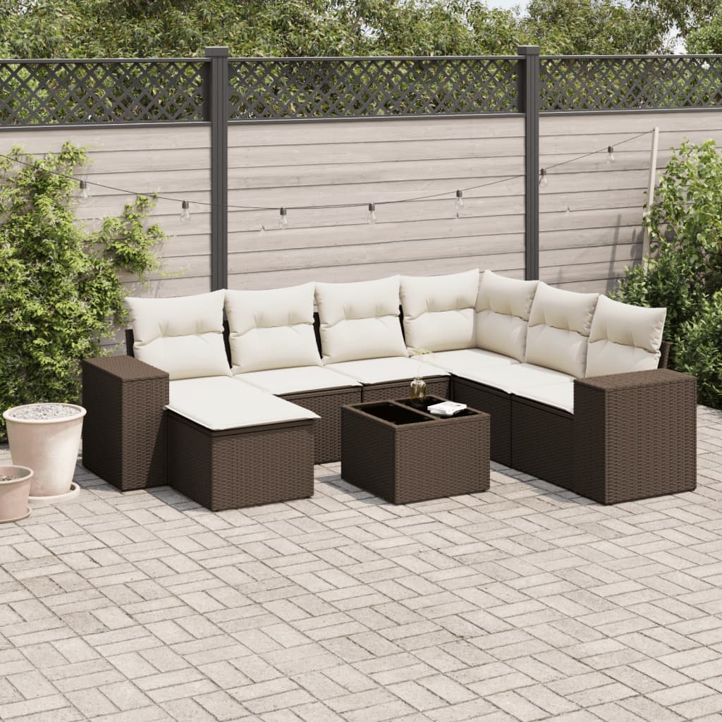 vidaXL 7-delige Loungeset met kussens poly rattan zwart