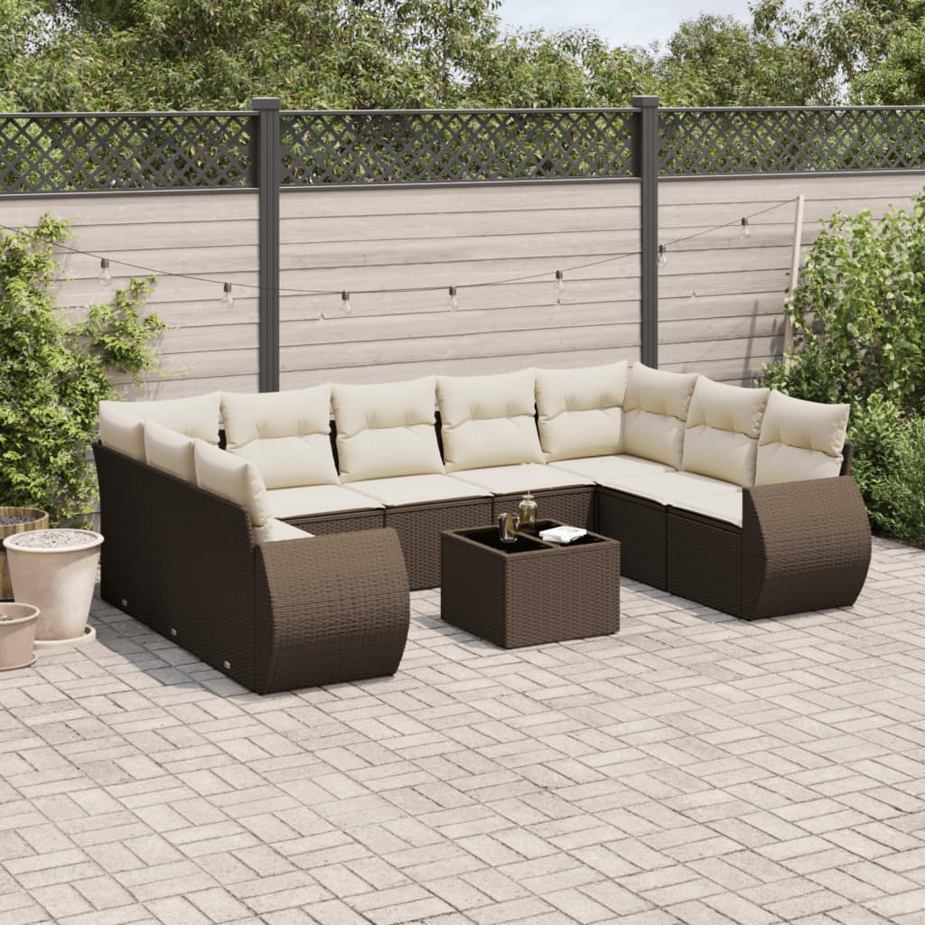 vidaXL 9-piece Poly Rattan Lounge Set with Cushions Black