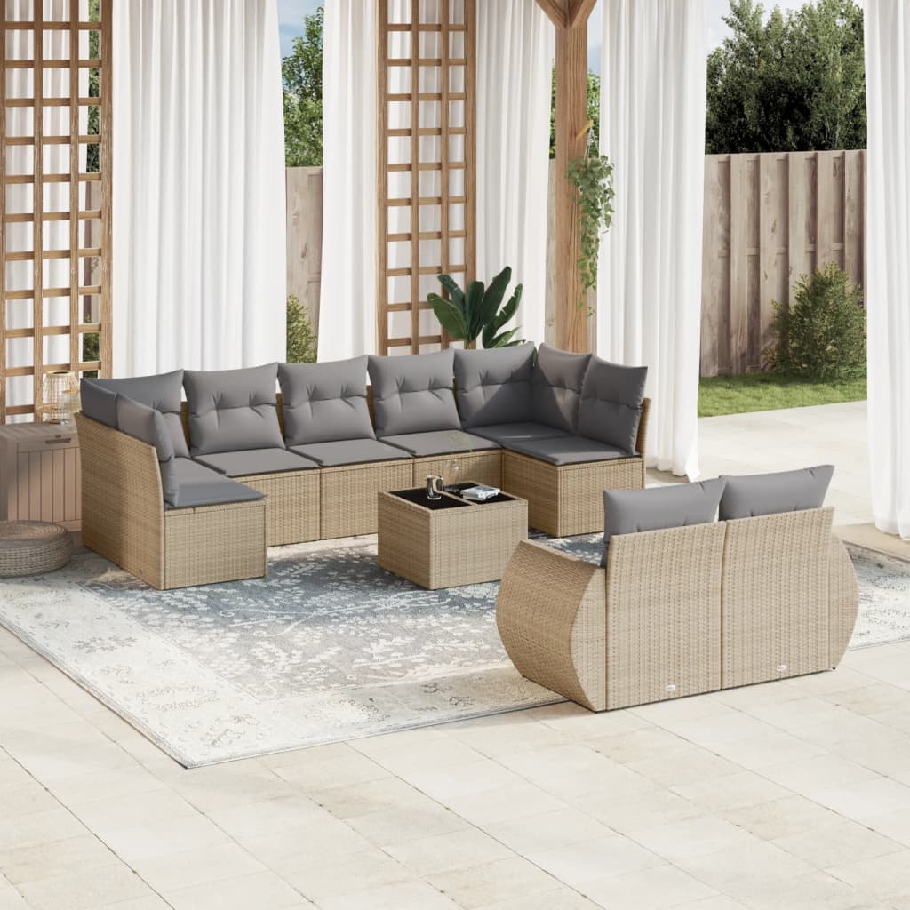 vidaXL 9-piece Poly Rattan Lounge Set with Cushions Black