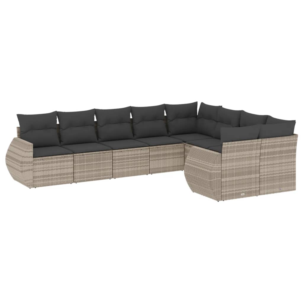vidaXL 9-delige Loungeset met kussens poly rattan zwart