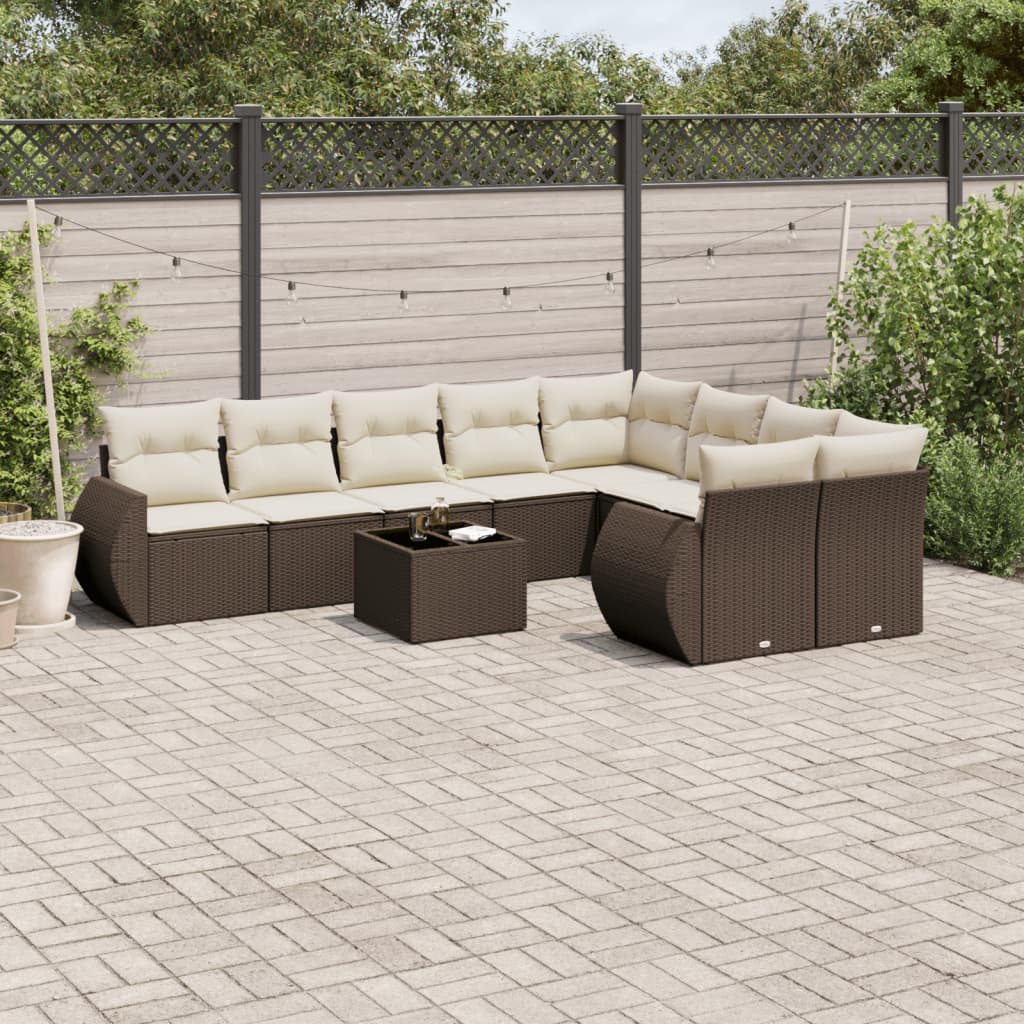 vidaXL 9-delige Loungeset met kussens poly rattan zwart