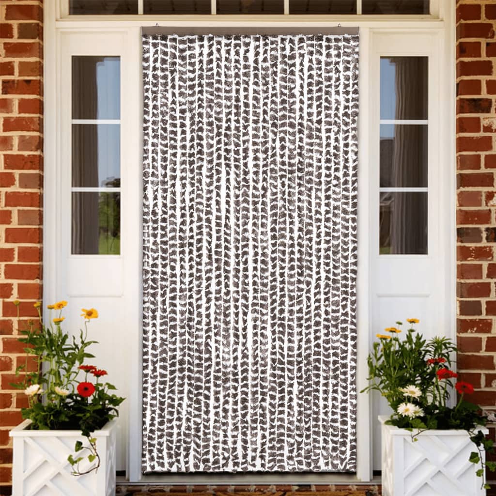 vidaXL Vliegengordijn 90x220 cm chenille beige en lichtbruin
