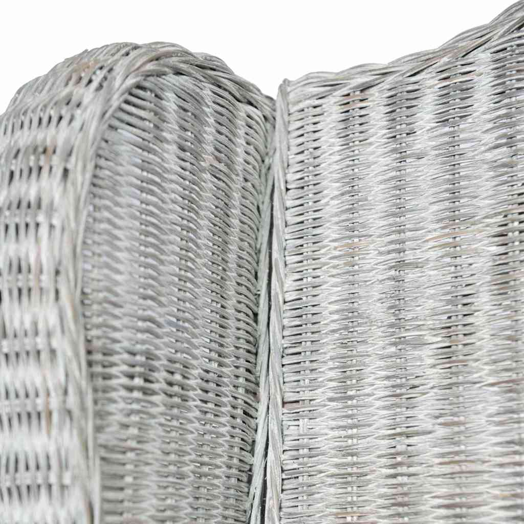 vidaXL Stoel met kussen natuurlijk rattan en linnen