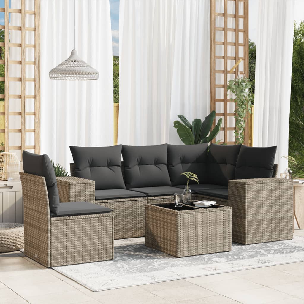 vidaXL 5-delige Loungeset met kussens poly rattan zwart