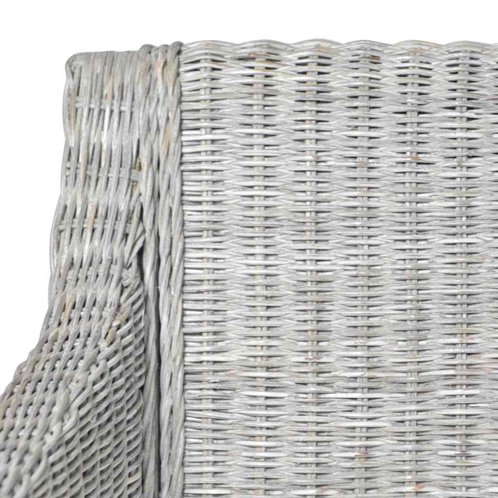 vidaXL Dining Chair with Cushion Natural Rattan Grey