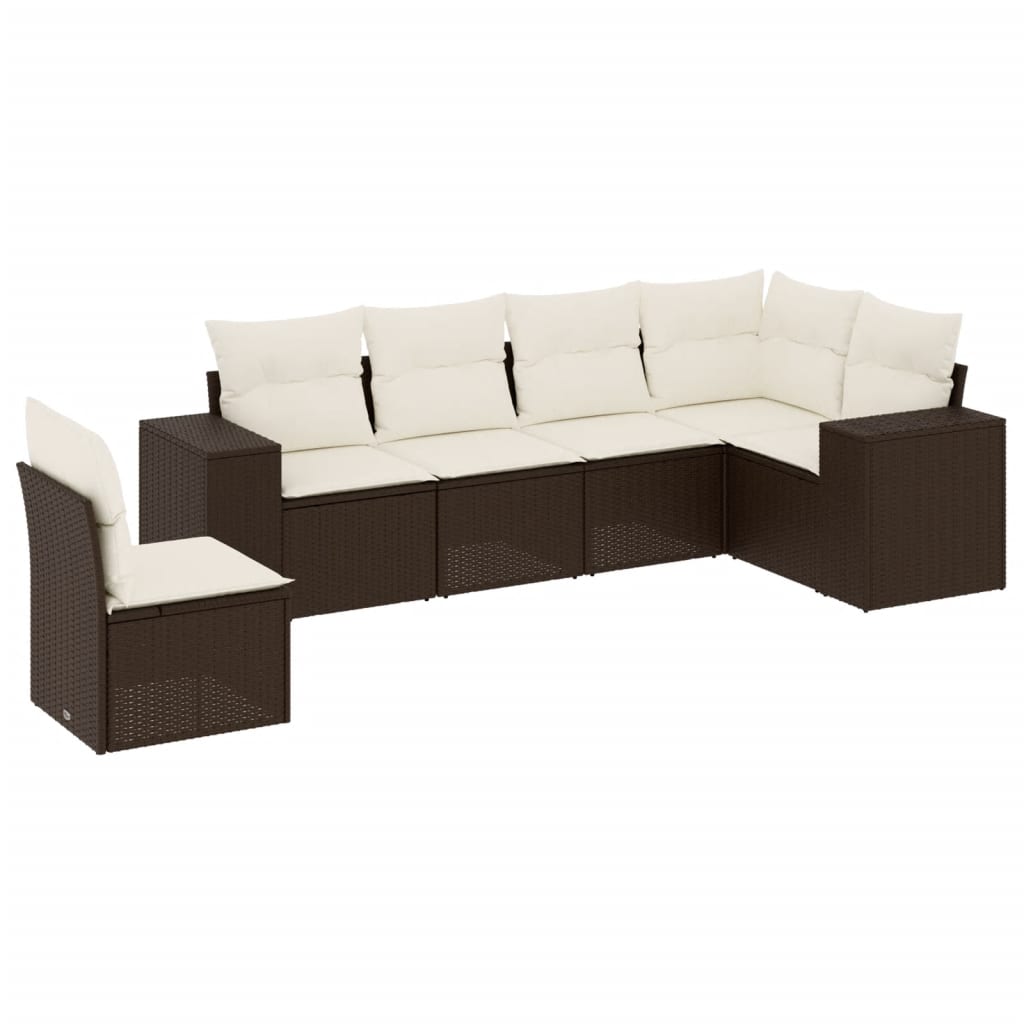 vidaXL 6-piece Lounge Set with Cushions Poly Rattan Black