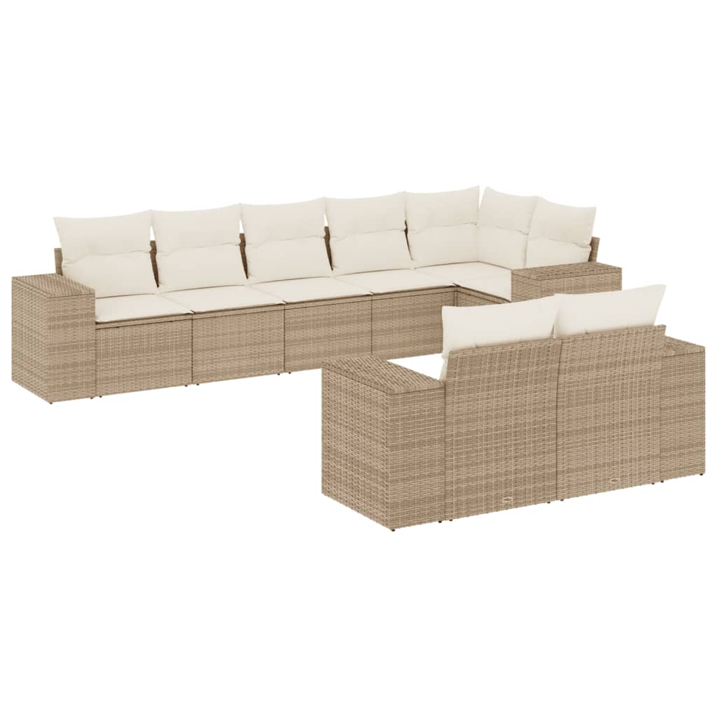 vidaXL 8-Piece Poly Rattan Lounge Set with Cushions Black