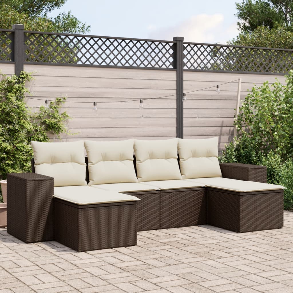 vidaXL 6-piece Lounge Set with Cushions Poly Rattan Black