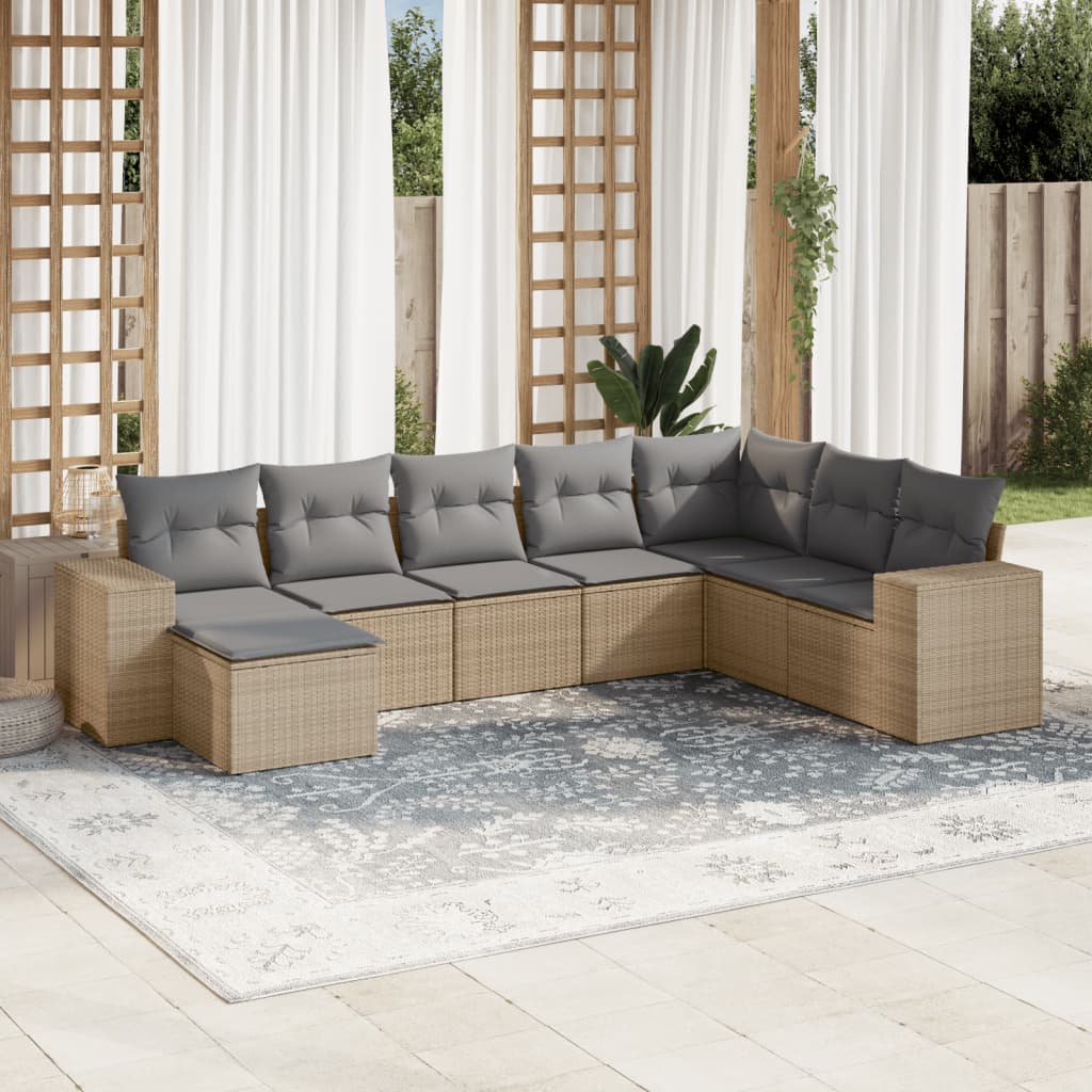 vidaXL 8-delige Loungeset met kussens poly rattan zwart