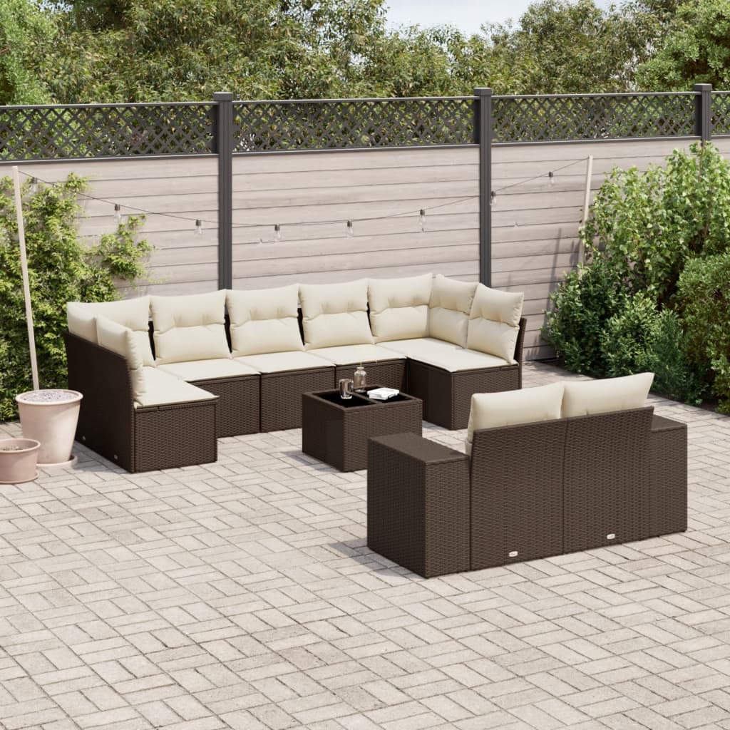 vidaXL 9-delige Loungeset met kussens poly rattan zwart