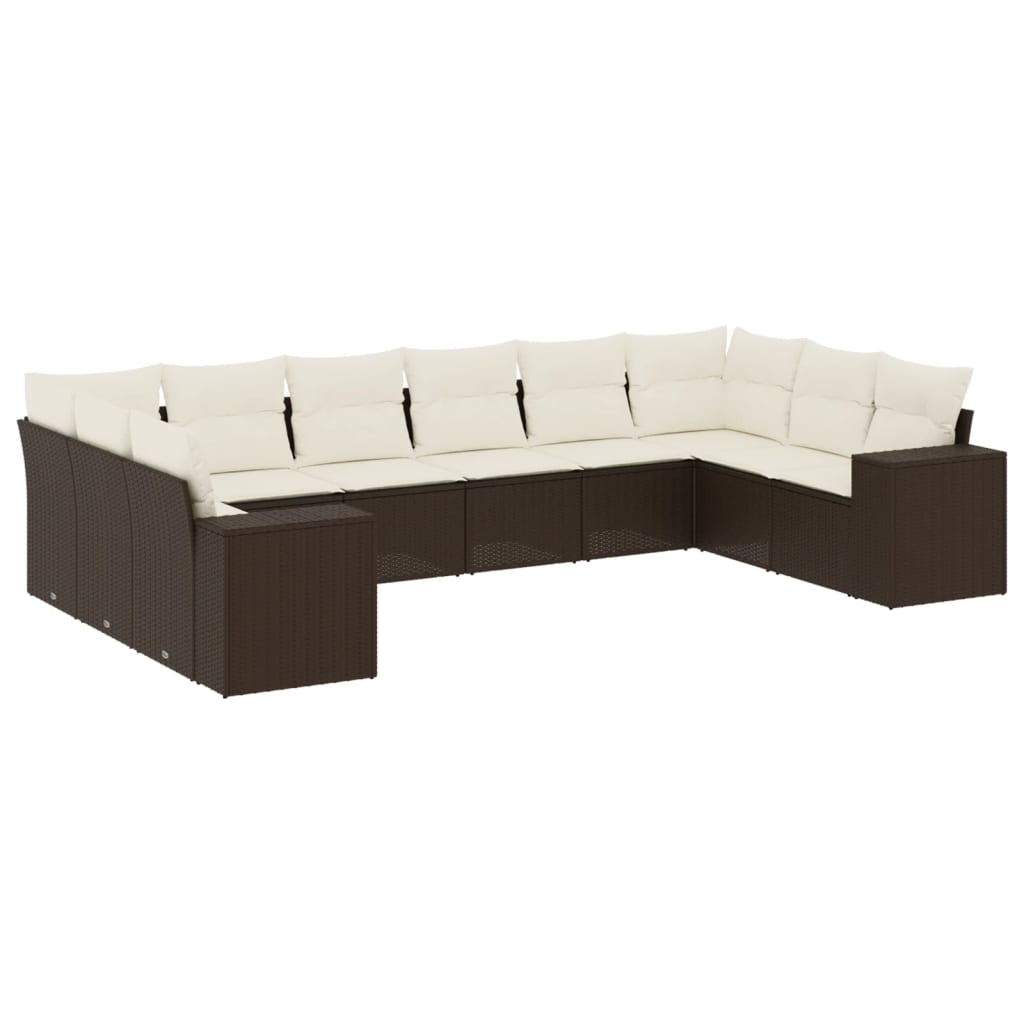 vidaXL 10-piece Lounge Set with Cushions Poly Rattan Black