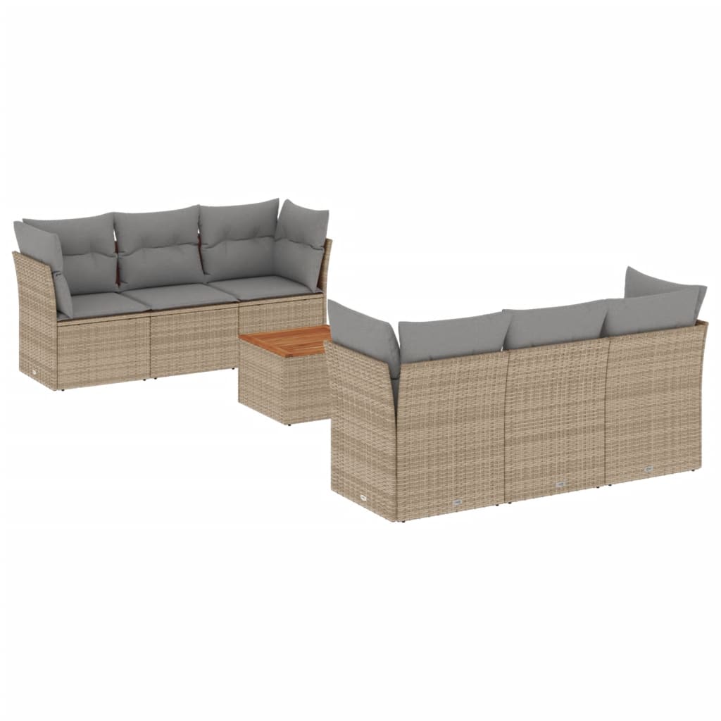 vidaXL 7-Piece Lounge Set with Cushions Poly Rattan Black