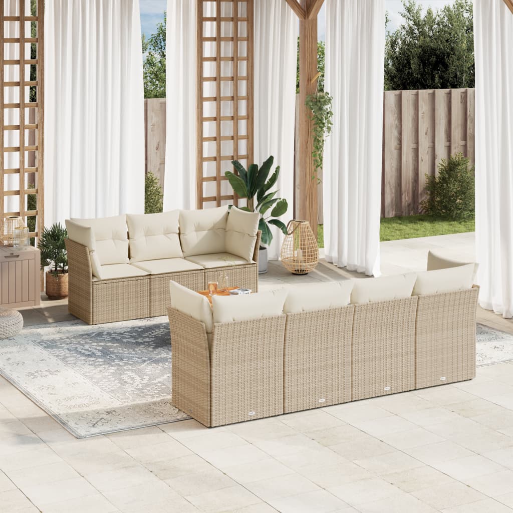 vidaXL 8-Piece Lounge Set with Cushions Poly Rattan Black