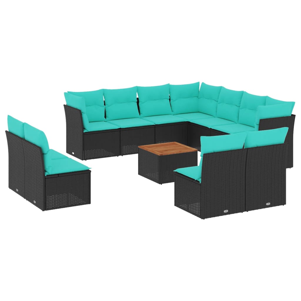 vidaXL 12-delige Loungeset met kussens poly rattan grijs