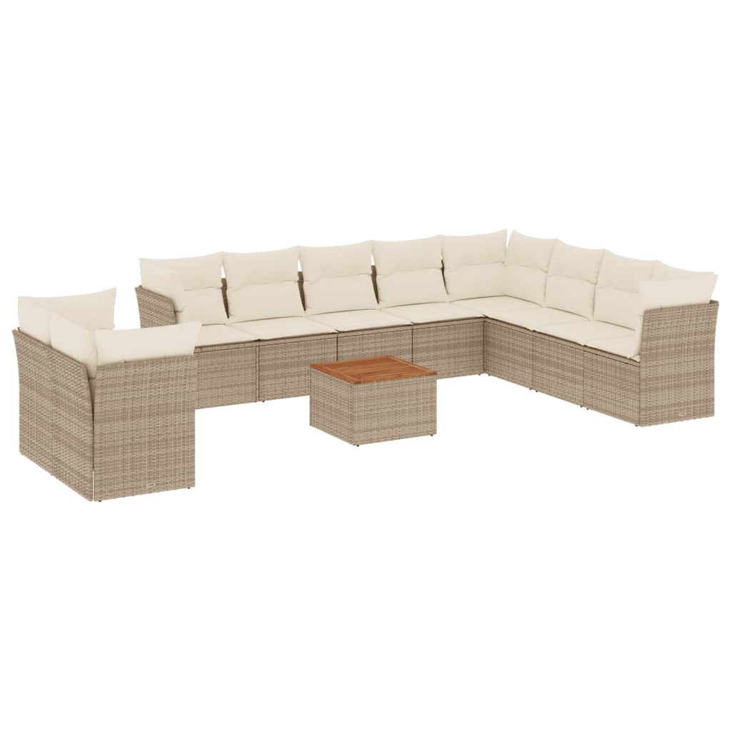 vidaXL 11-delige Loungeset met kussens poly rattan zwart