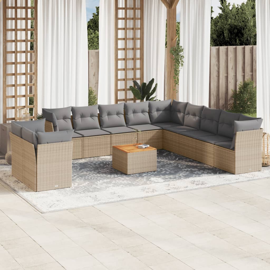 vidaXL 12-piece Lounge Set with Cushions Poly Rattan Black