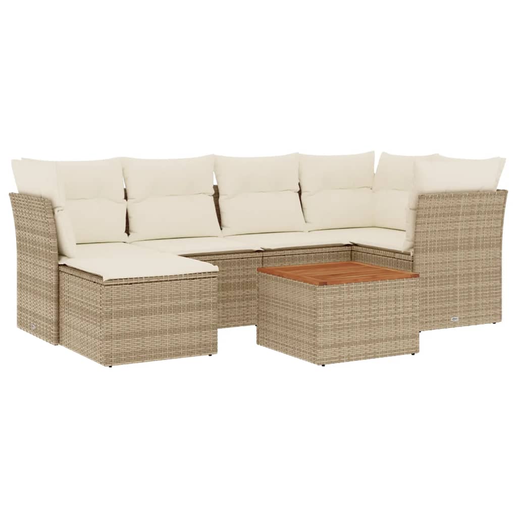 vidaXL 7-Piece Lounge Set with Cushions Poly Rattan Black