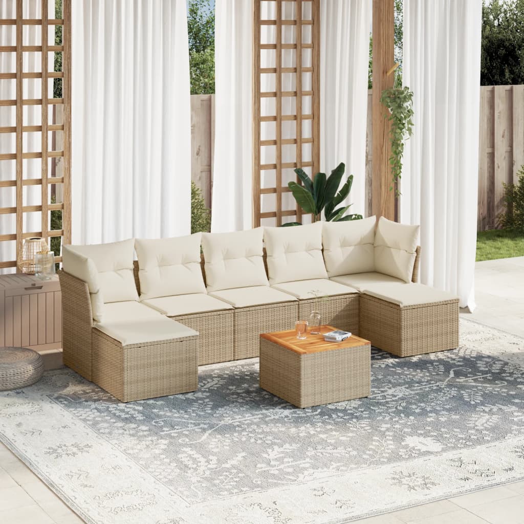 vidaXL 8-delige Loungeset met kussens poly rattan zwart