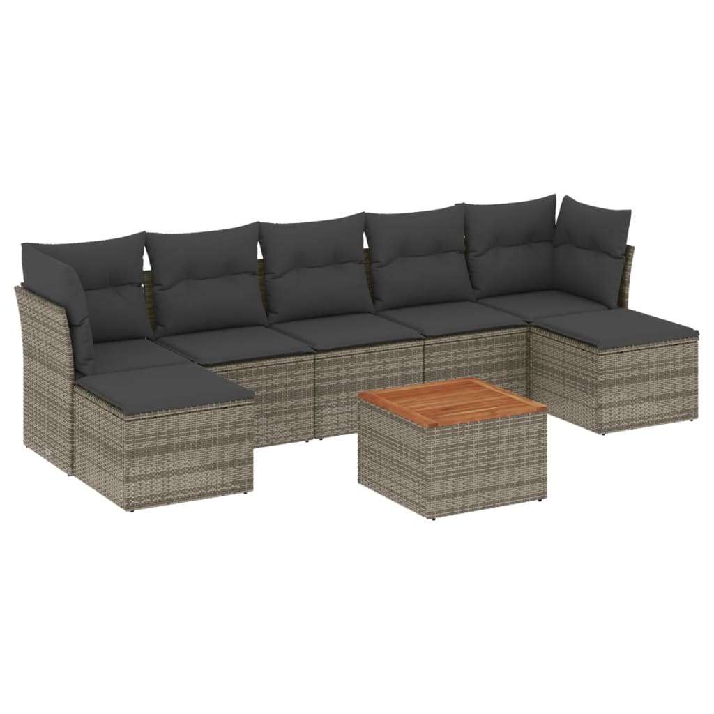 vidaXL 8-delige Loungeset met kussens poly rattan zwart