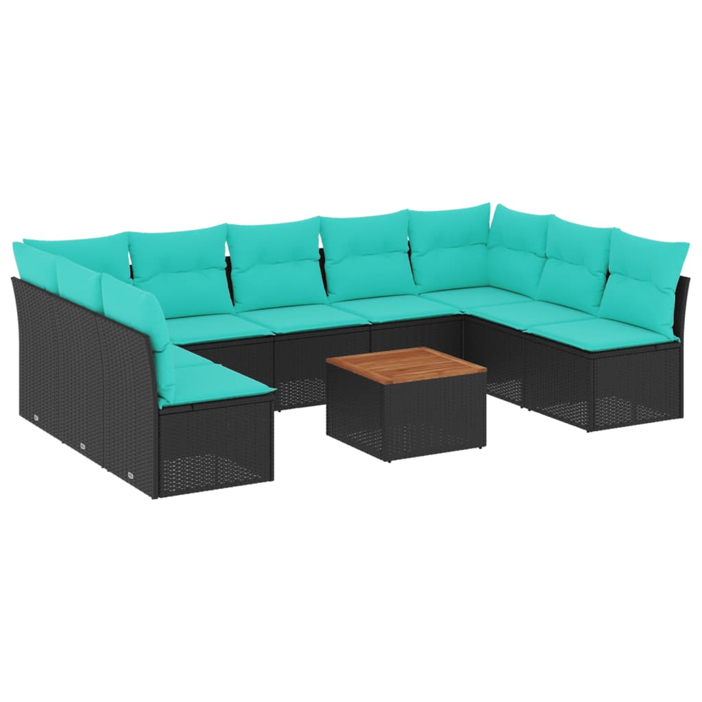 vidaXL 10-delige Loungeset met kussens poly rattan grijs