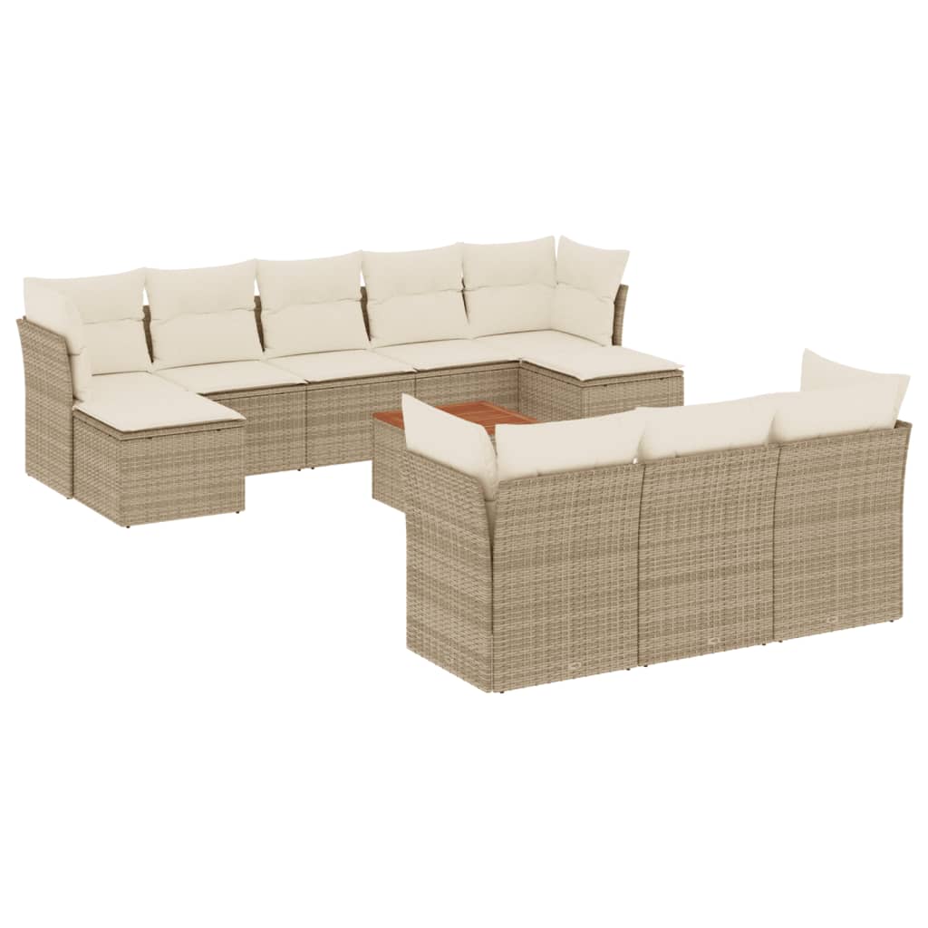 vidaXL 11-delige Loungeset met kussens poly rattan zwart