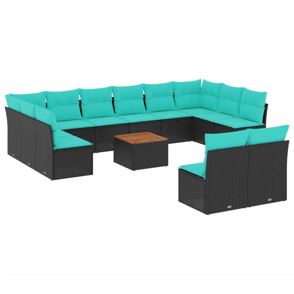 vidaXL 13-delige Loungeset met kussens poly rattan grijs