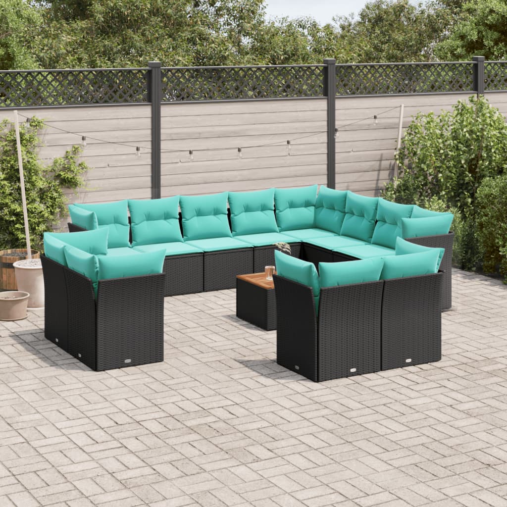 vidaXL 13-delige Loungeset met kussens poly rattan grijs
