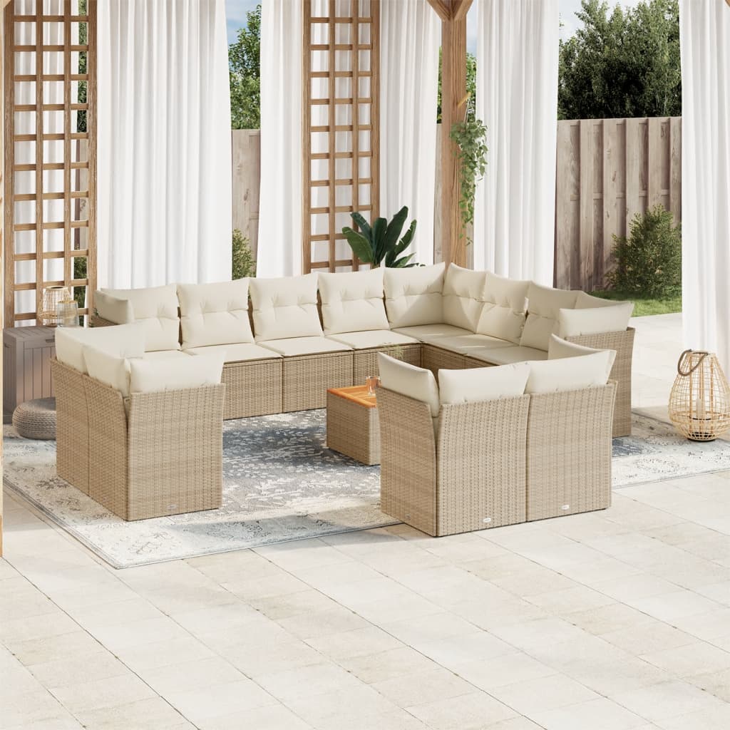vidaXL 13-delige Loungeset met kussens poly rattan zwart