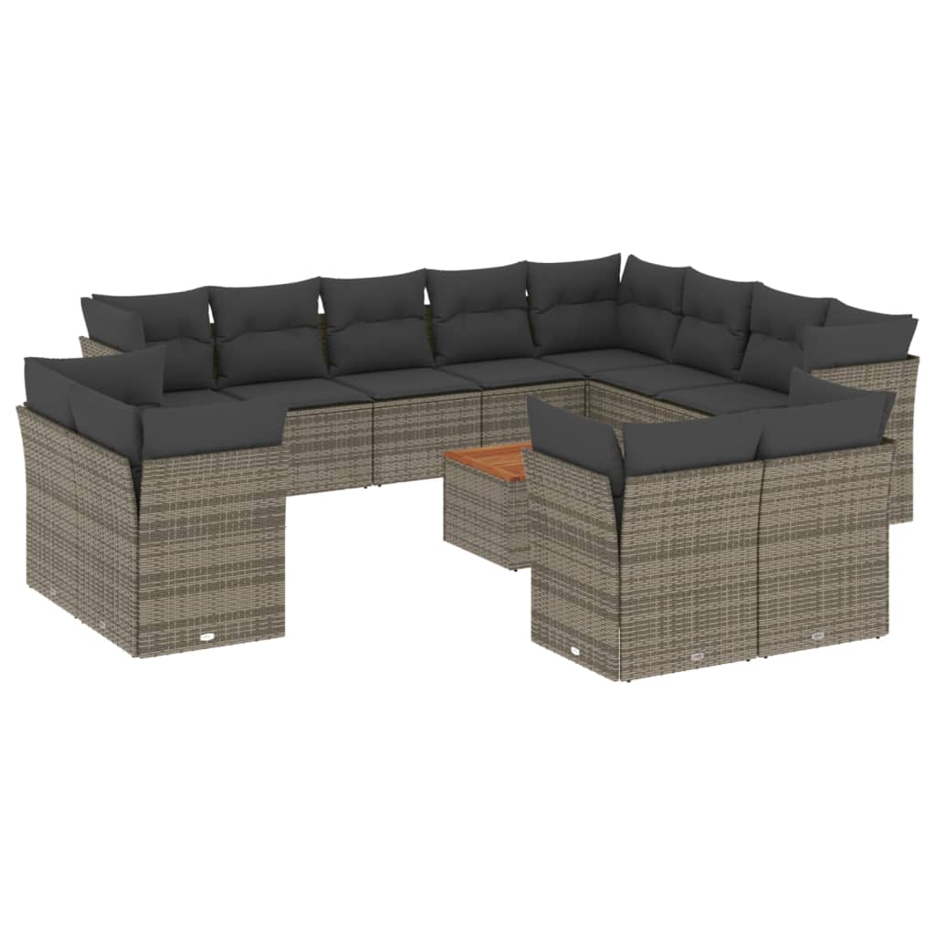 vidaXL 13-delige Loungeset met kussens poly rattan zwart
