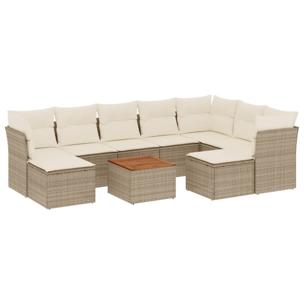 vidaXL 10-Piece Lounge Set with Cushions Poly Rattan Black