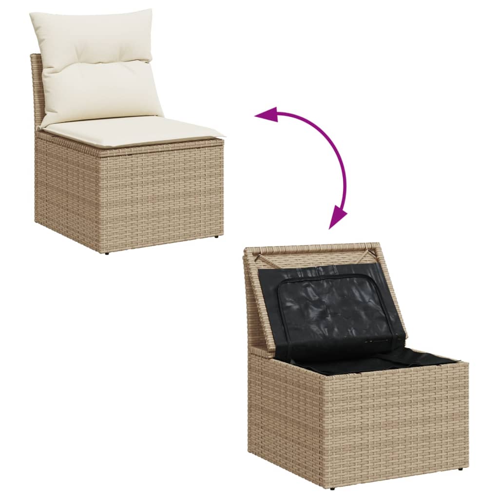 vidaXL 10-Piece Lounge Set with Cushions Poly Rattan Black