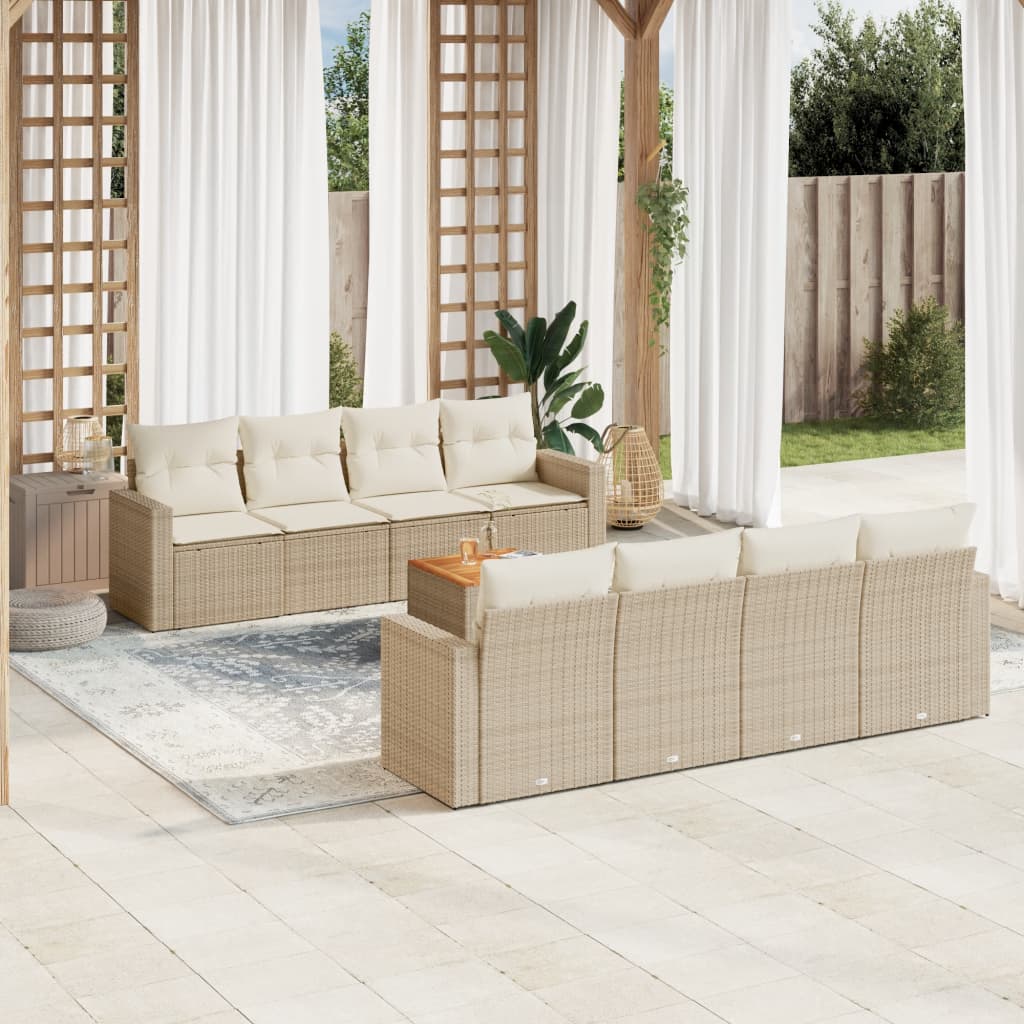 vidaXL 9-delige Loungeset met kussens poly rattan zwart