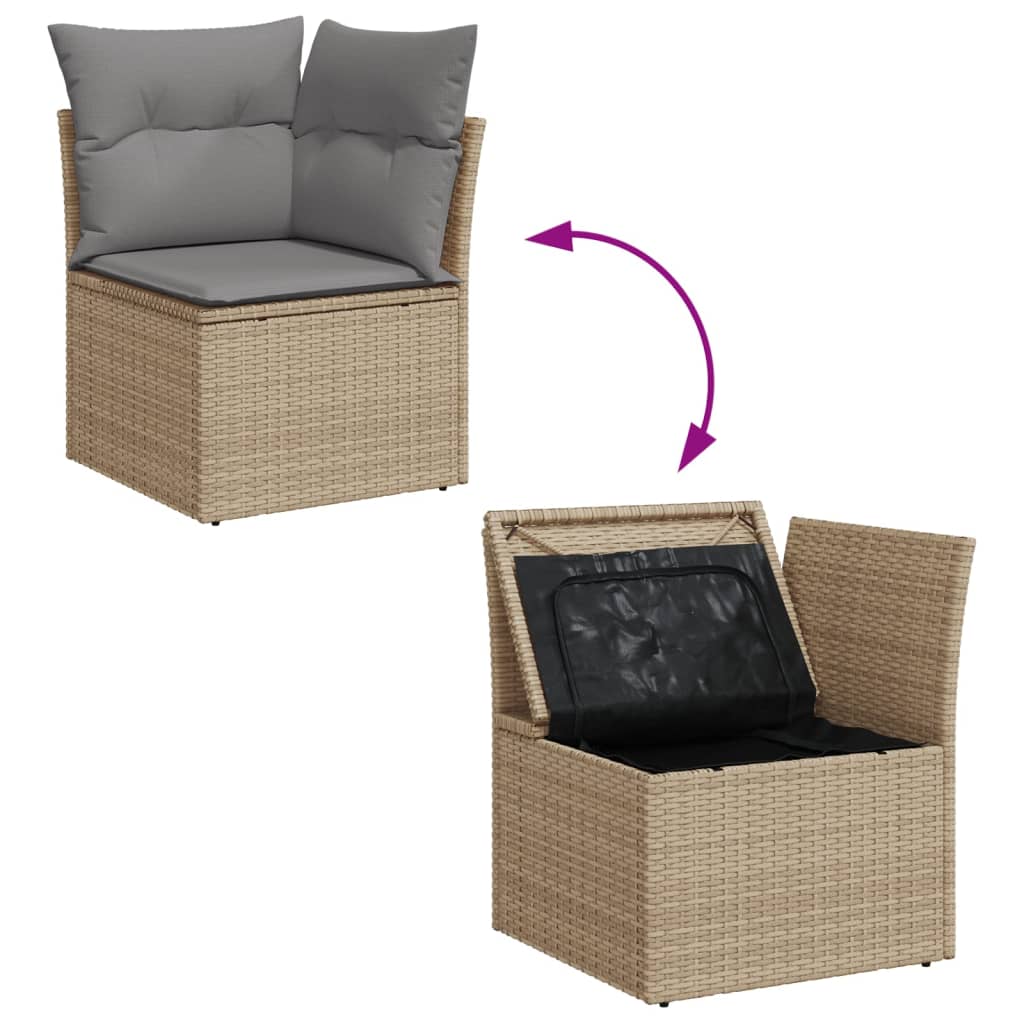 vidaXL 9-delige Loungeset met kussens poly rattan zwart