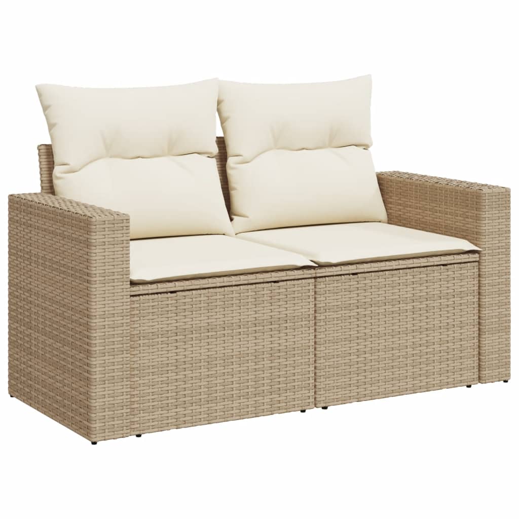 vidaXL 5-delige Loungeset met kussens poly rattan zwart