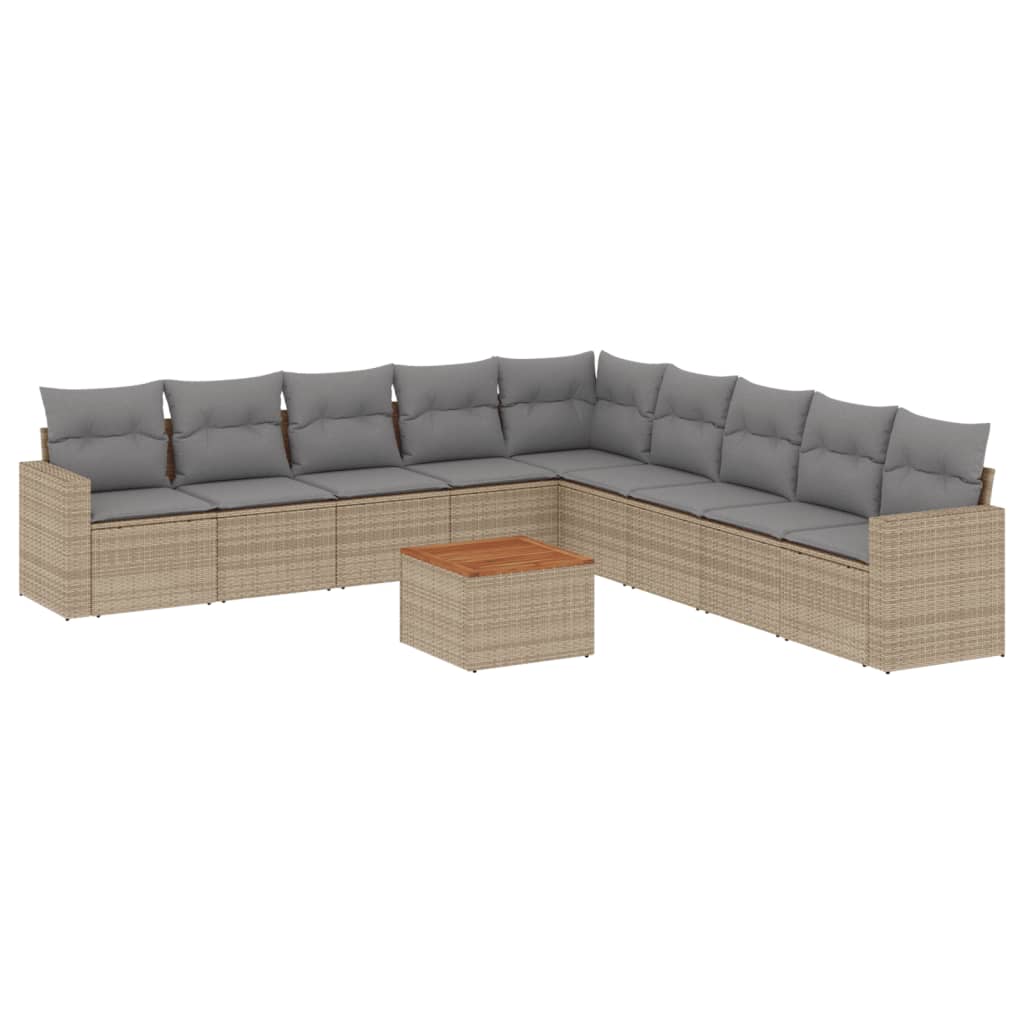 vidaXL 10-Piece Lounge Set with Cushions Poly Rattan Black