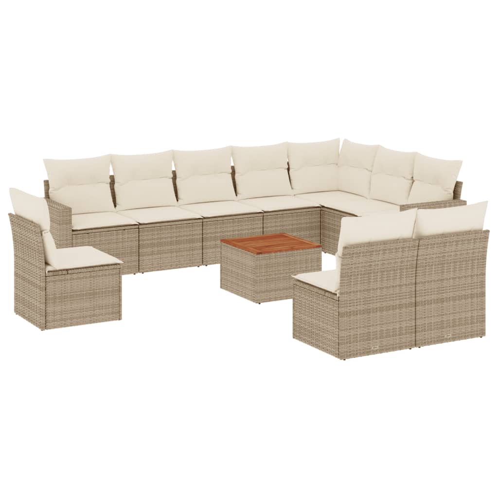 vidaXL 11-delige Loungeset met kussens poly rattan zwart