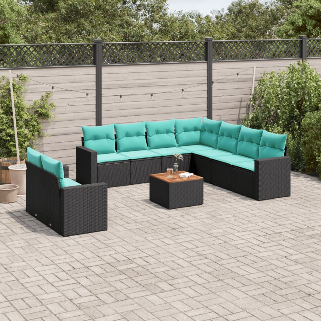 vidaXL 10-delige Loungeset met kussens poly rattan grijs
