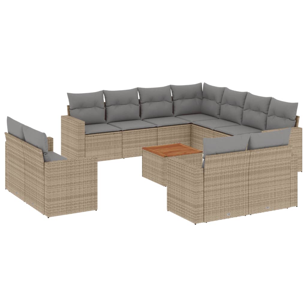 vidaXL 12-delige Loungeset met kussens poly rattan zwart