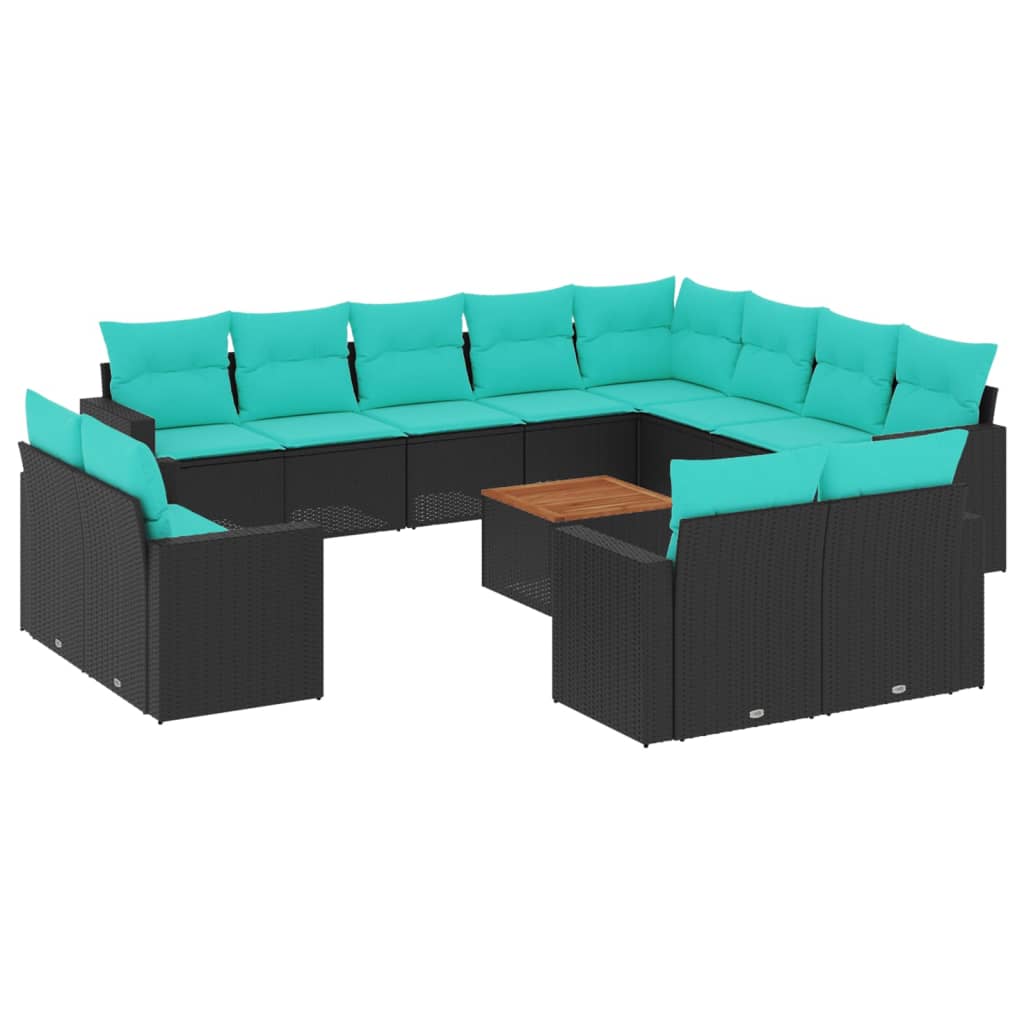 vidaXL 13-delige Loungeset met kussens poly rattan grijs