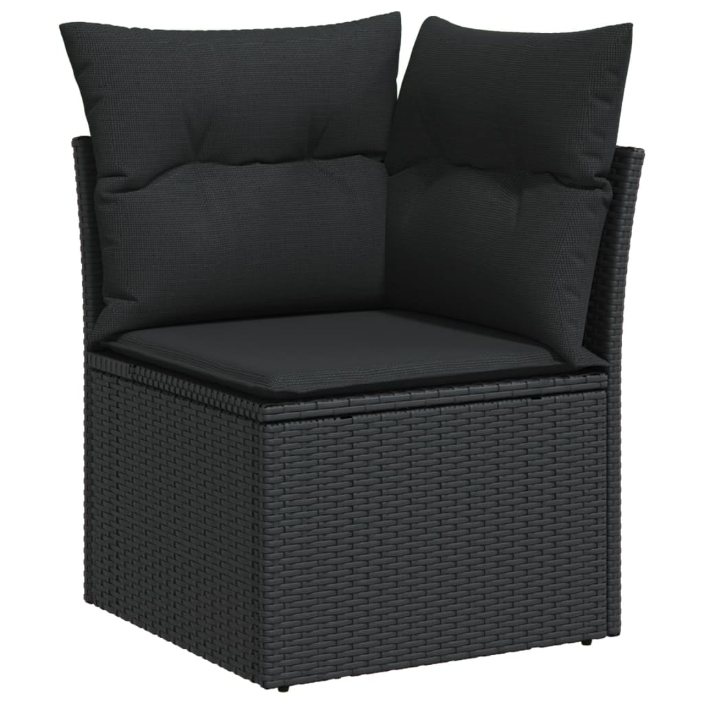 vidaXL 10-piece Lounge Set with cushions poly rattan black
