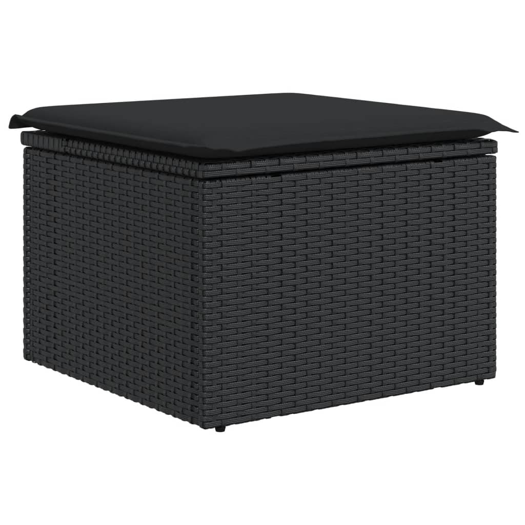 vidaXL 10-piece Lounge Set with cushions poly rattan black