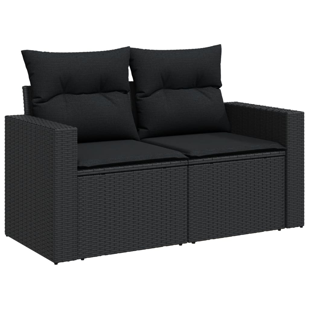 vidaXL 10-piece Lounge Set with cushions poly rattan black