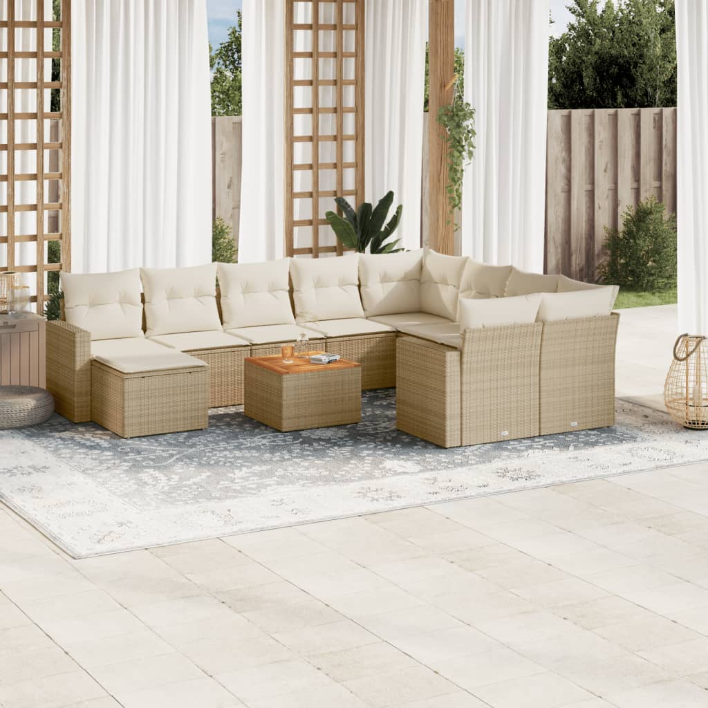 vidaXL 11-Piece Lounge Set with Cushions Poly Rattan Black