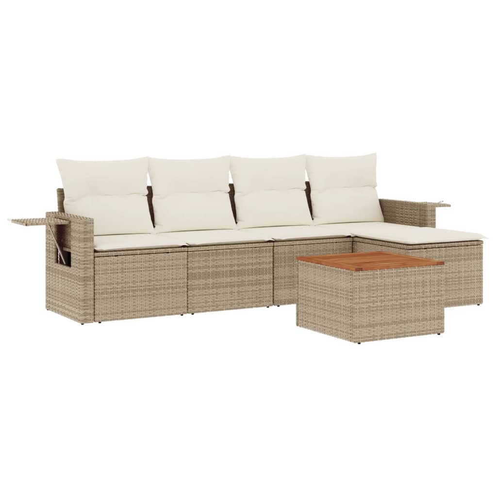 vidaXL 6-delige Loungeset met kussens poly rattan zwart
