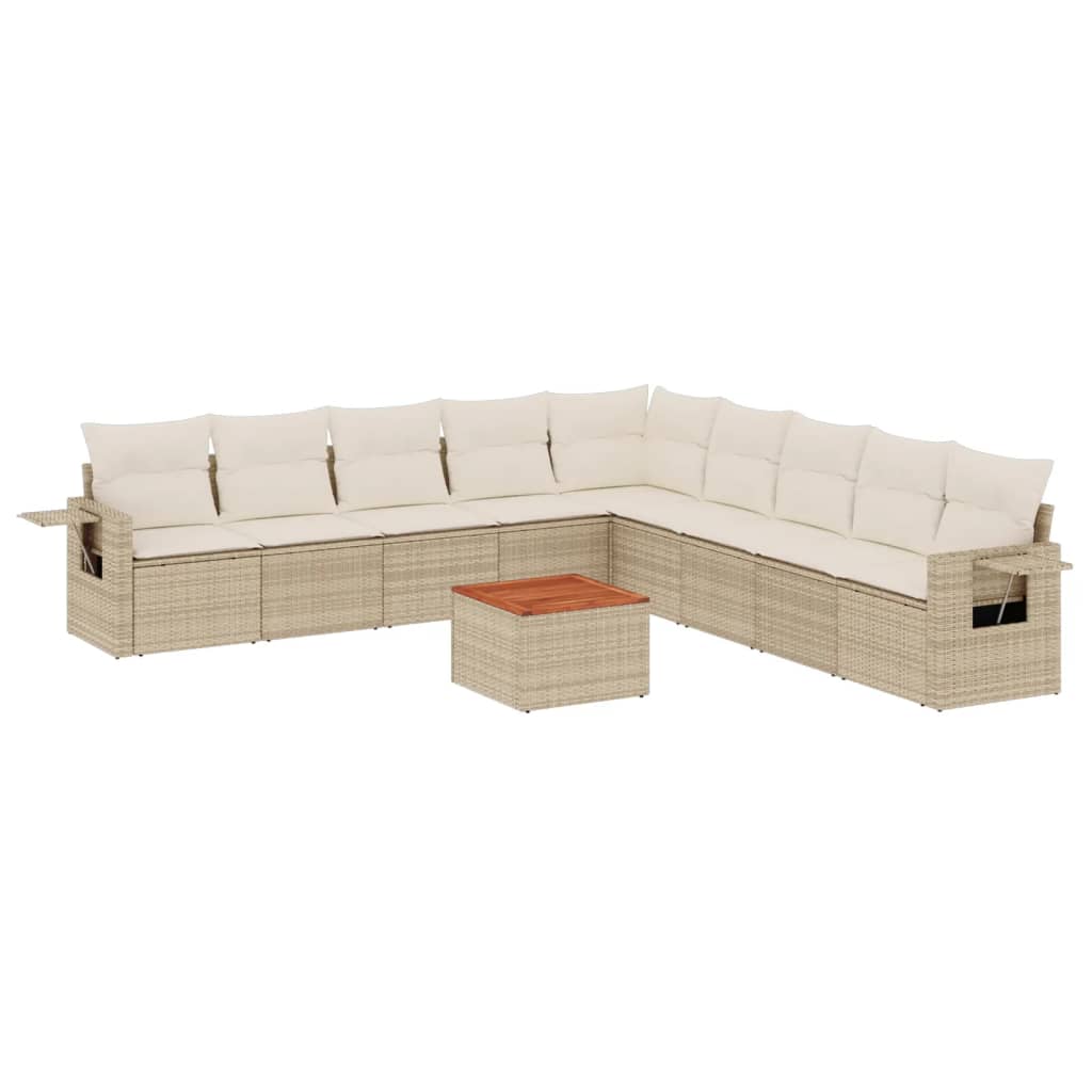 vidaXL 10-delige Loungeset met kussens poly rattan zwart