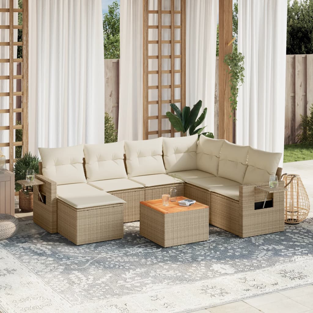 vidaXL 8-delige Loungeset met kussens poly rattan zwart