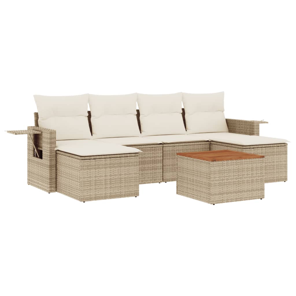 vidaXL 7-Piece Lounge Set with Cushions Poly Rattan Black