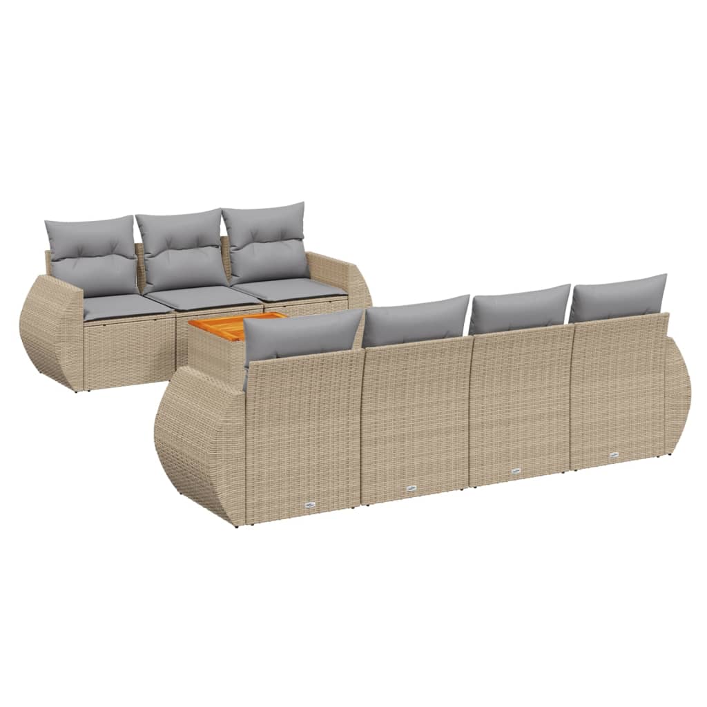 vidaXL 8-Piece Lounge Set with Cushions Poly Rattan Black