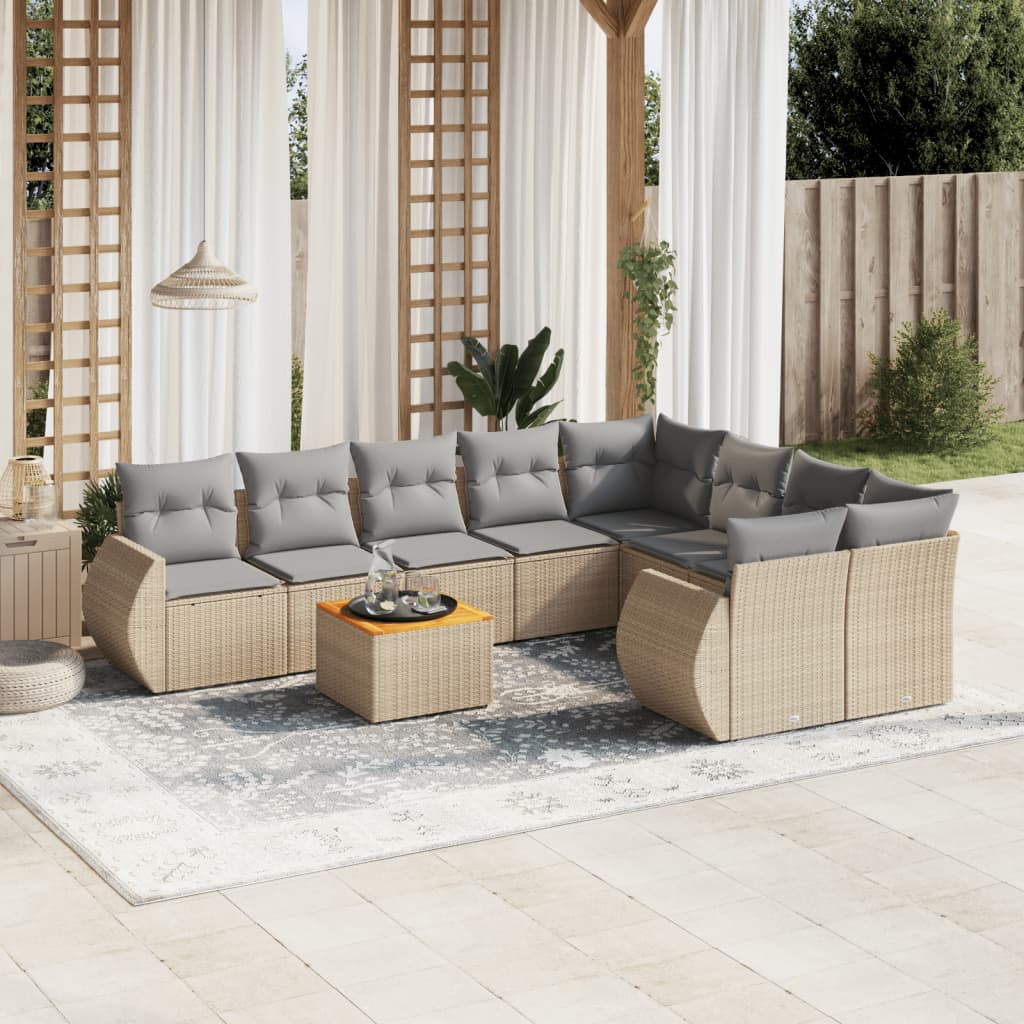 vidaXL 9-delige Loungeset met kussens poly rattan zwart