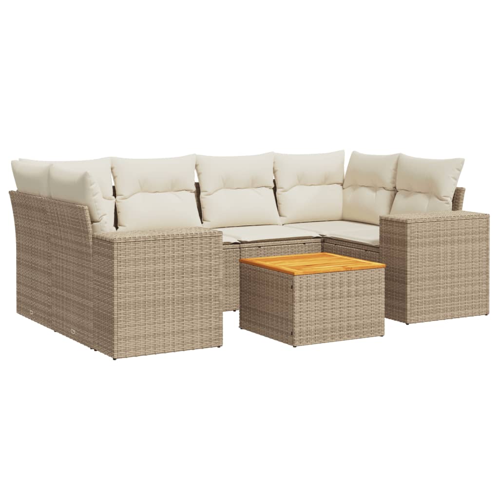 vidaXL 7-delige Loungeset met kussens poly rattan zwart